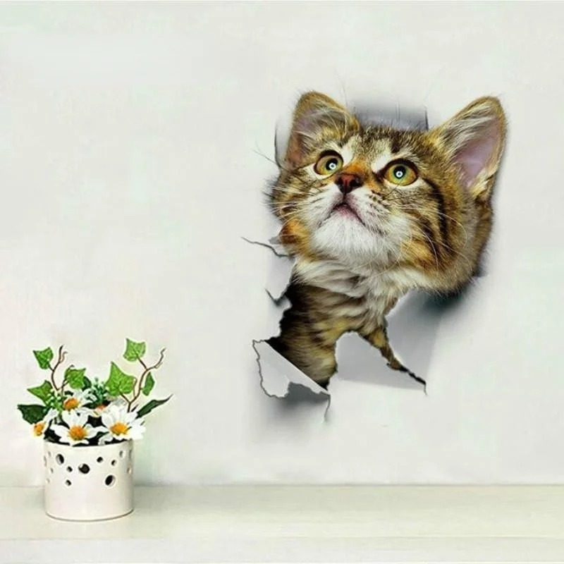 3pcs 3D Cute Cat Self-adhesive - Pvc Panel Background 评论和价格